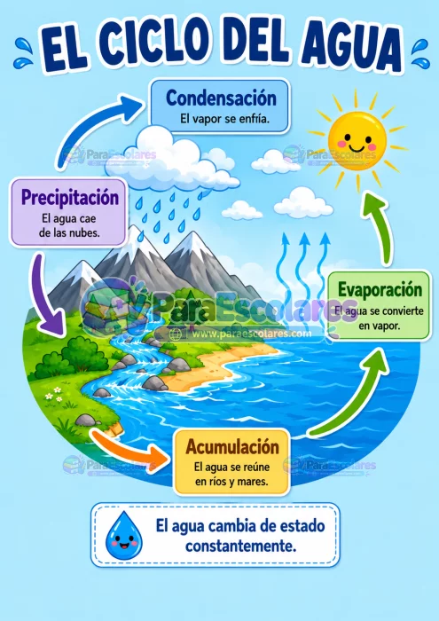 Poster escolar del ciclo del agua